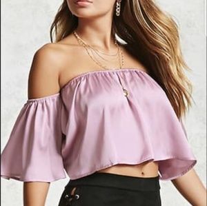 NWOT Crop Top with Off Shoulder Sleeves